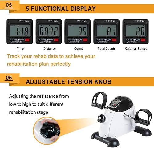 Miniatura 6 de Under Desk Bike Pedal Exerciser, Portable Mini Exercise Bike with LCD Display for Home/Office, Desk Cycle for Leg/Arm with Handle, Leg Exerciser