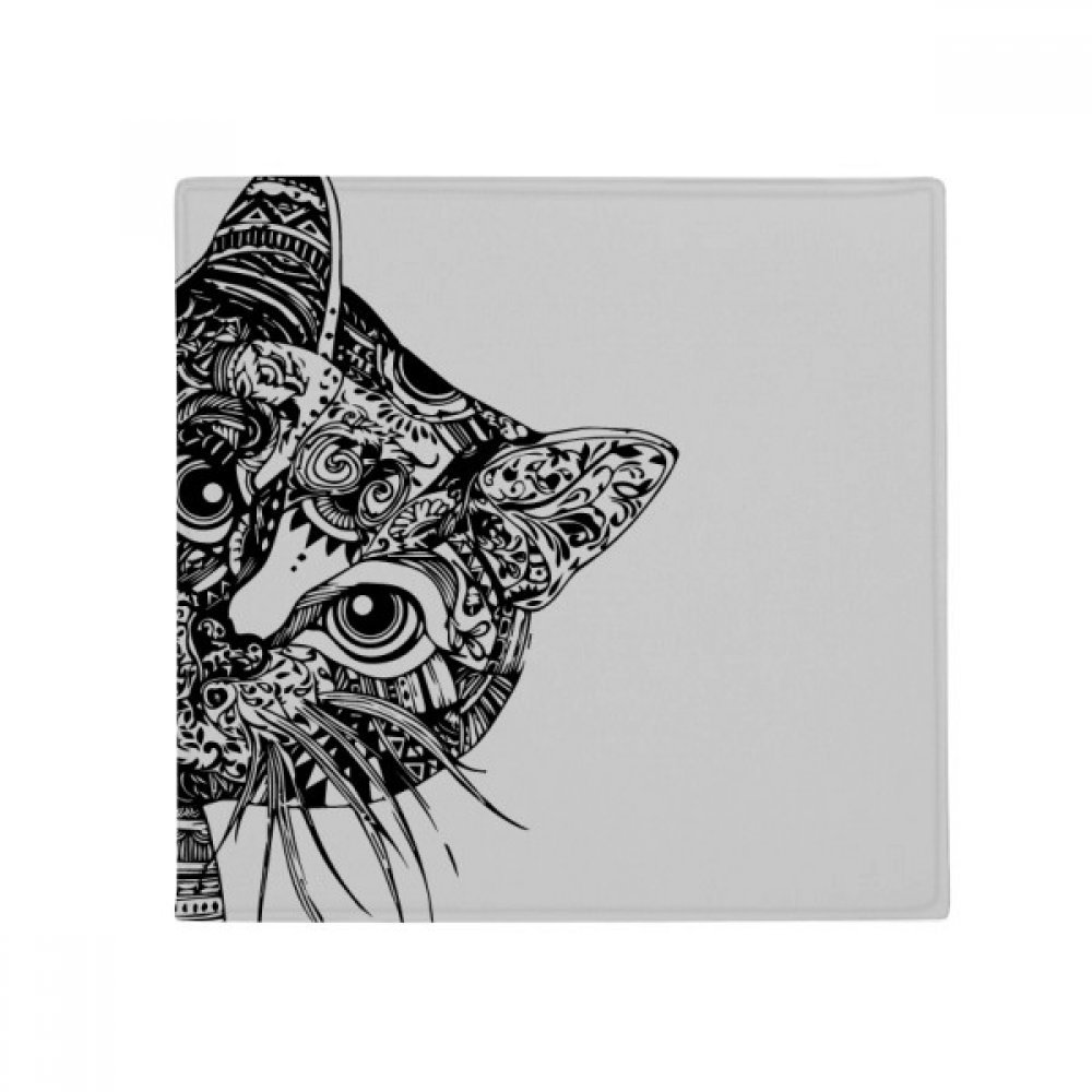 Tapis de chat noir animal anti-dérapant cuisine entrée 80x80cm