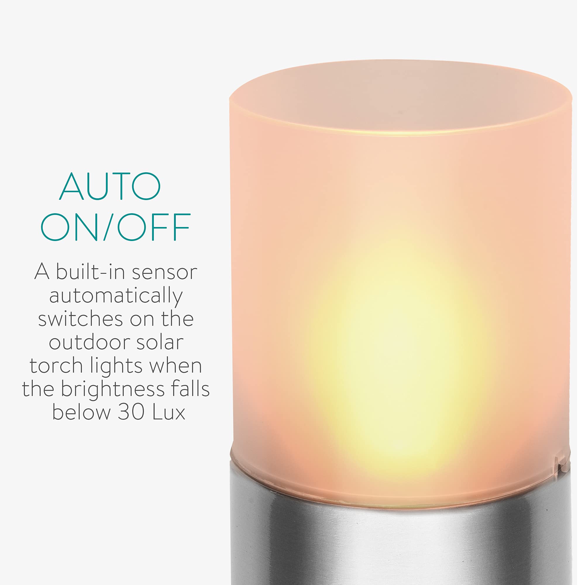 Navaris 2x LED Solar Gartenfackeln – Edelstahl, Flackerndes Licht, IP44, 91cm Hoch