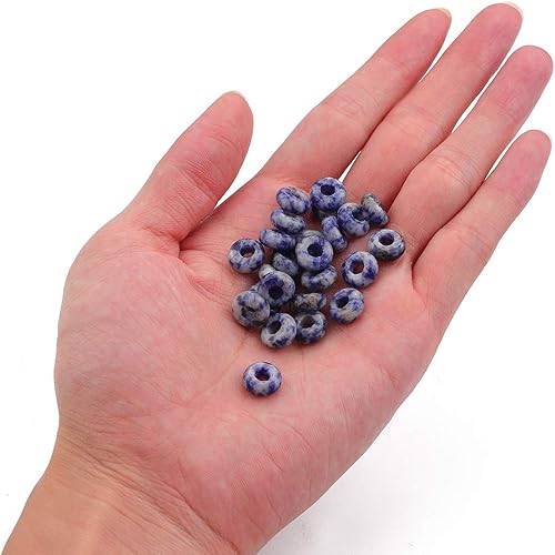 Miniatura 3 de BEADIA Piedra Rondelle de sodalita azul natural con agujero grande (0.157 pulgadas), cuentas semipreciosas sueltas para fabricación de joyas, 2564 x