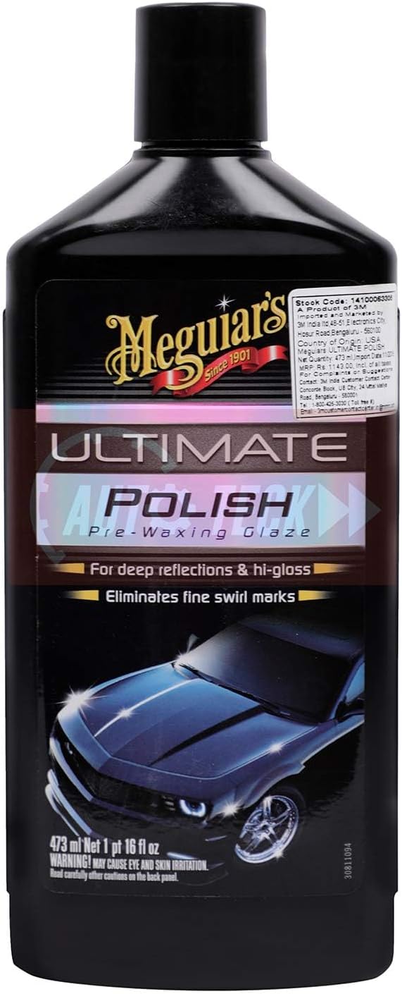 Meguiar's Ultimate Polish (473 Ml) | Restores Paint Shine |High Glossy Shine | Removes Fine Swirl Marks | Easy To Use, Black