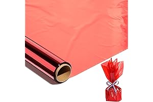 Shareluck Red Plastic Wrap Roll for Gift Baskets