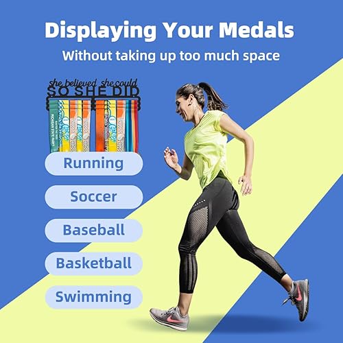Miniatura 6 de Dafftos Awards Always Earned Never Given Medalla Display Hanger Holder Bib Ribbon Rack Ganchos Organizador Premios Cinta Montaje en Pared Fácil de