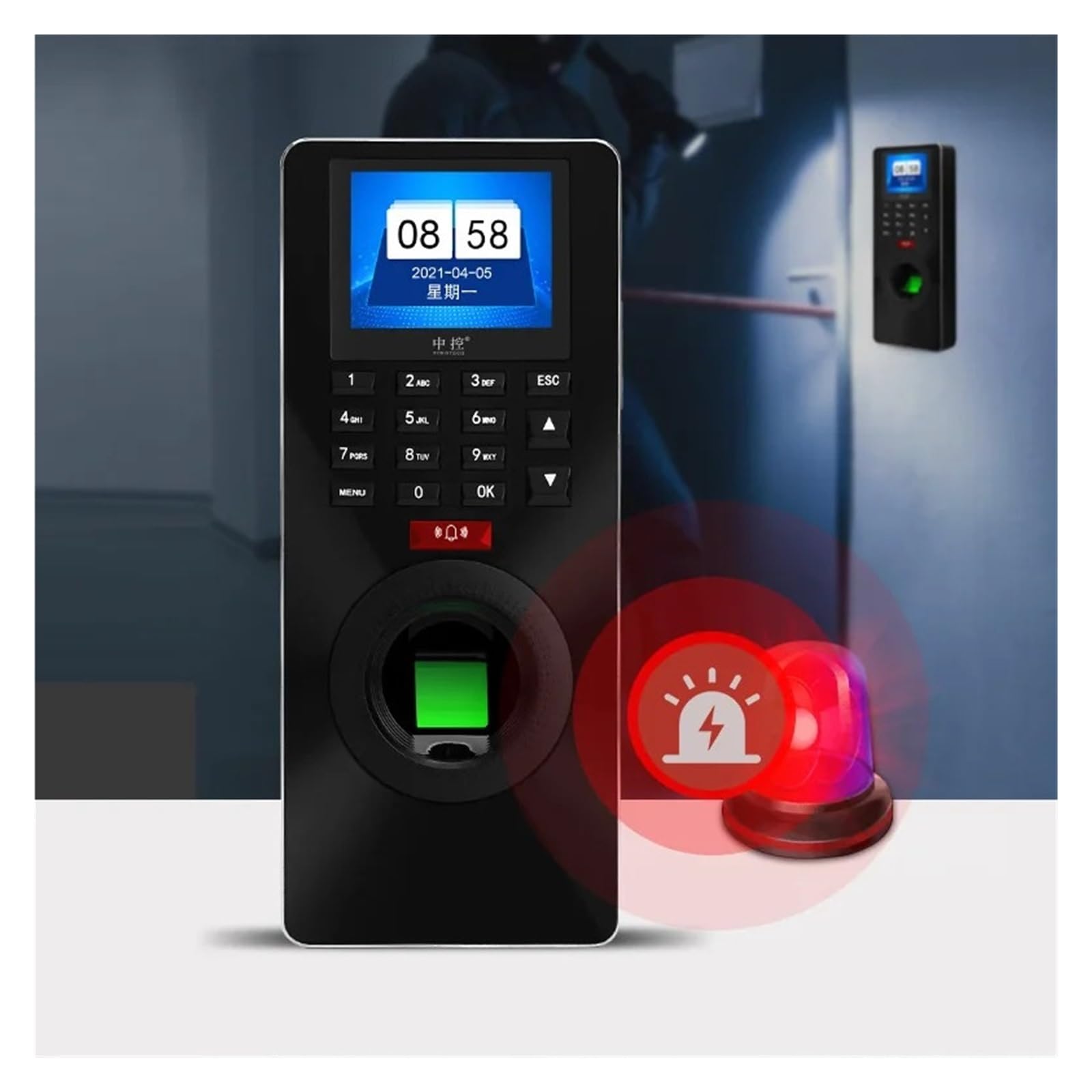 Pointeuse Système De Contrôle D'accès Porte Machine Présence Temps D'empreinte Digitale Mot Passe Carte D'identité 2.4 Pouces