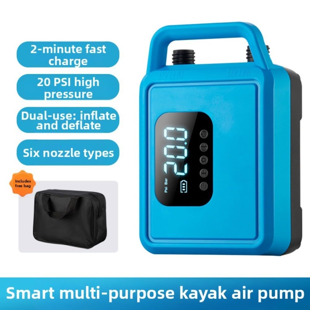 Honseadek Bomba de aire eléctrica de 12 V para tablero y barco inflable, inflador rápido portátil con manómetro digital, función de parada automática y desinflado,