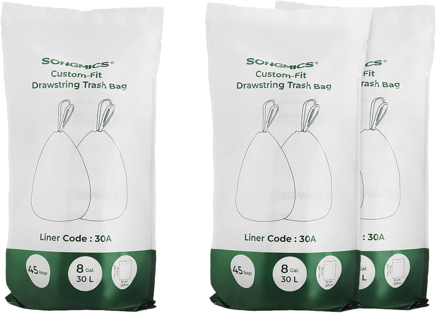 SONGMICS 2Roll and 1Roll Drawstring Trash Bags Bundle, 8.