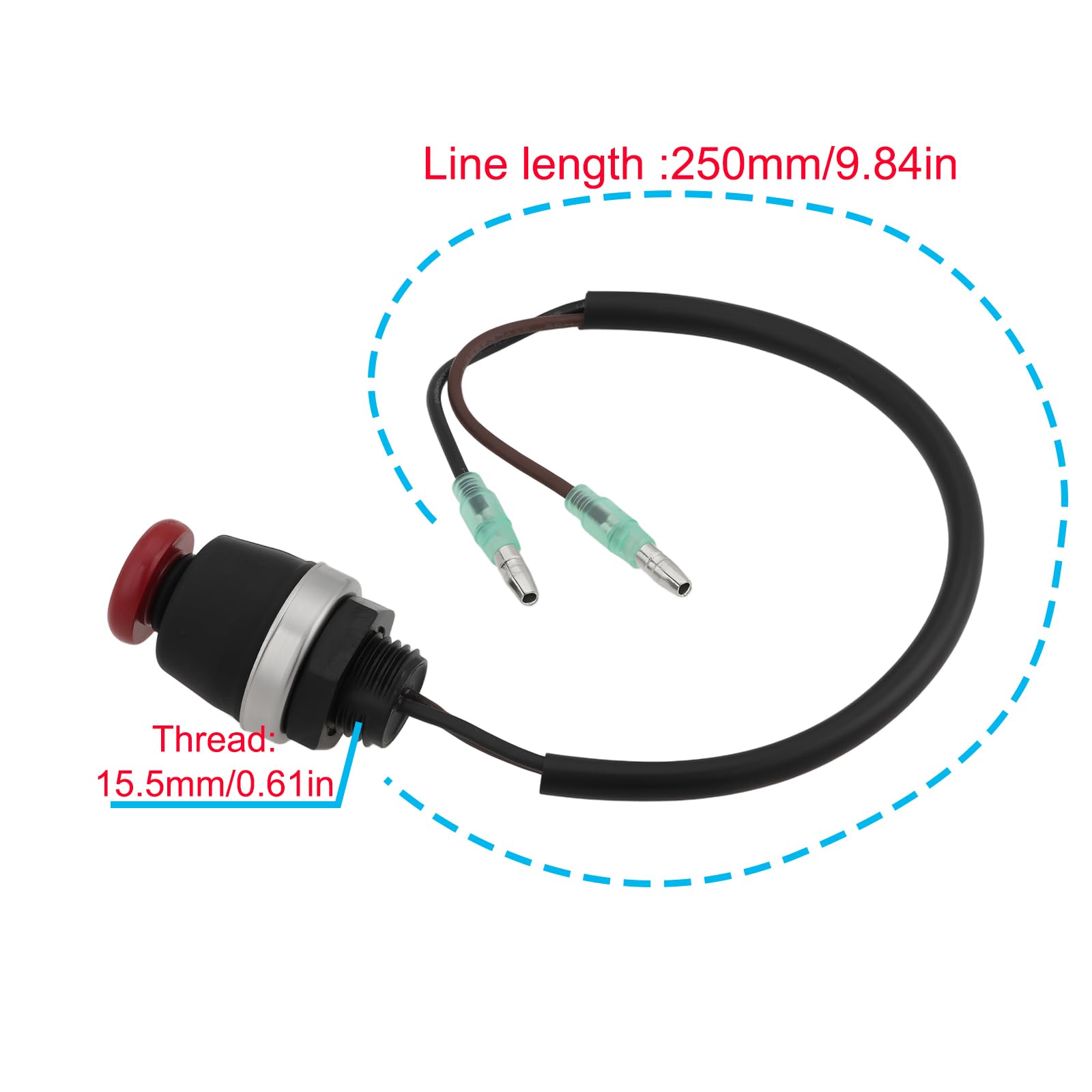 EMSea 1 Set Interruptor de Apagado de Motor Fueraborda con Cordón de Rosca de 15,5 mm Compatible con Mercury Compatible con Tohatsu Motores