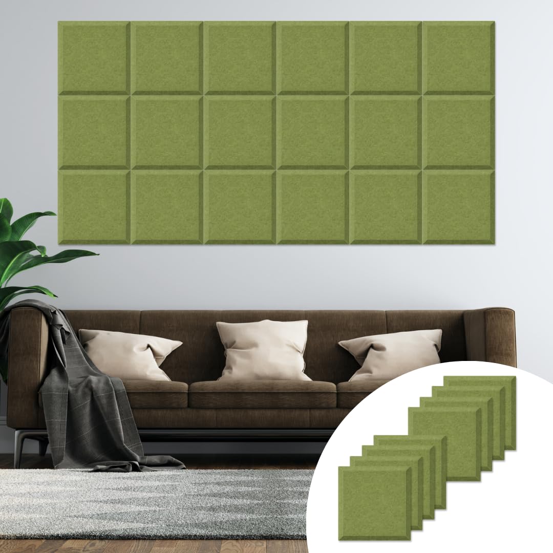 Crysendo Acoustic Sound Absorbing Wall Panels, 1x1ft, 8 pcs, 9mm Felt Tiles | 9mm sound-absorbing felt tiles with bevelled edges, Square; 8 pcs wall panels reduce echo in studios, homes and offices-image-41