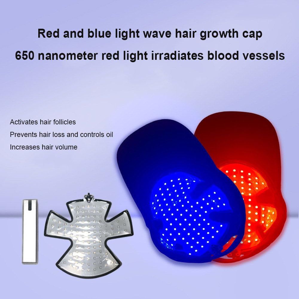 Cappello Ricrescita Capelli, 90 Perline A Led, 650 nm E 430 nm, Cappello Per Ricrescita Rapida Dei Capelli Con Luce Blu Rossa Per Uomini E Donne, Timer Da 15-30 Minuti, Rinforza Le Radici Dei Capelli