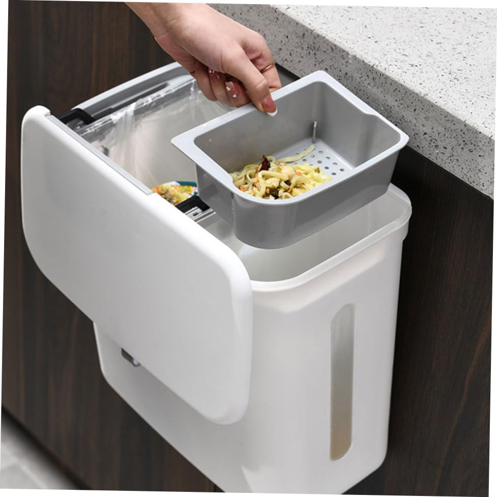 Caneca de basura rectangular blanca de plástico 10L miniatura 4
