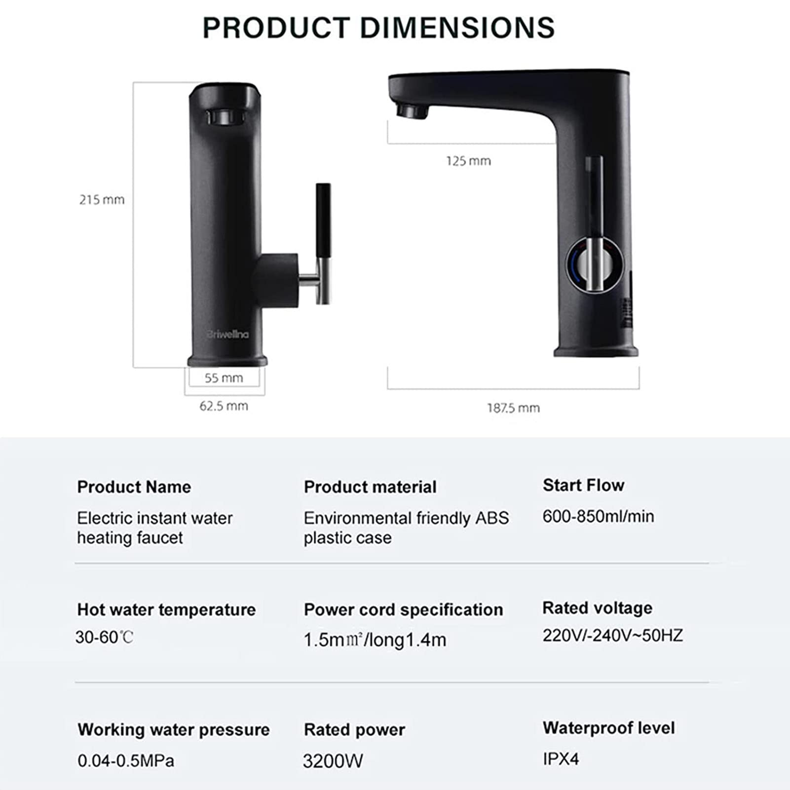 Rubinetto Elettrico Acqua Calda Istantanea - 220V Con Display Digitale, Nero - Foto 11