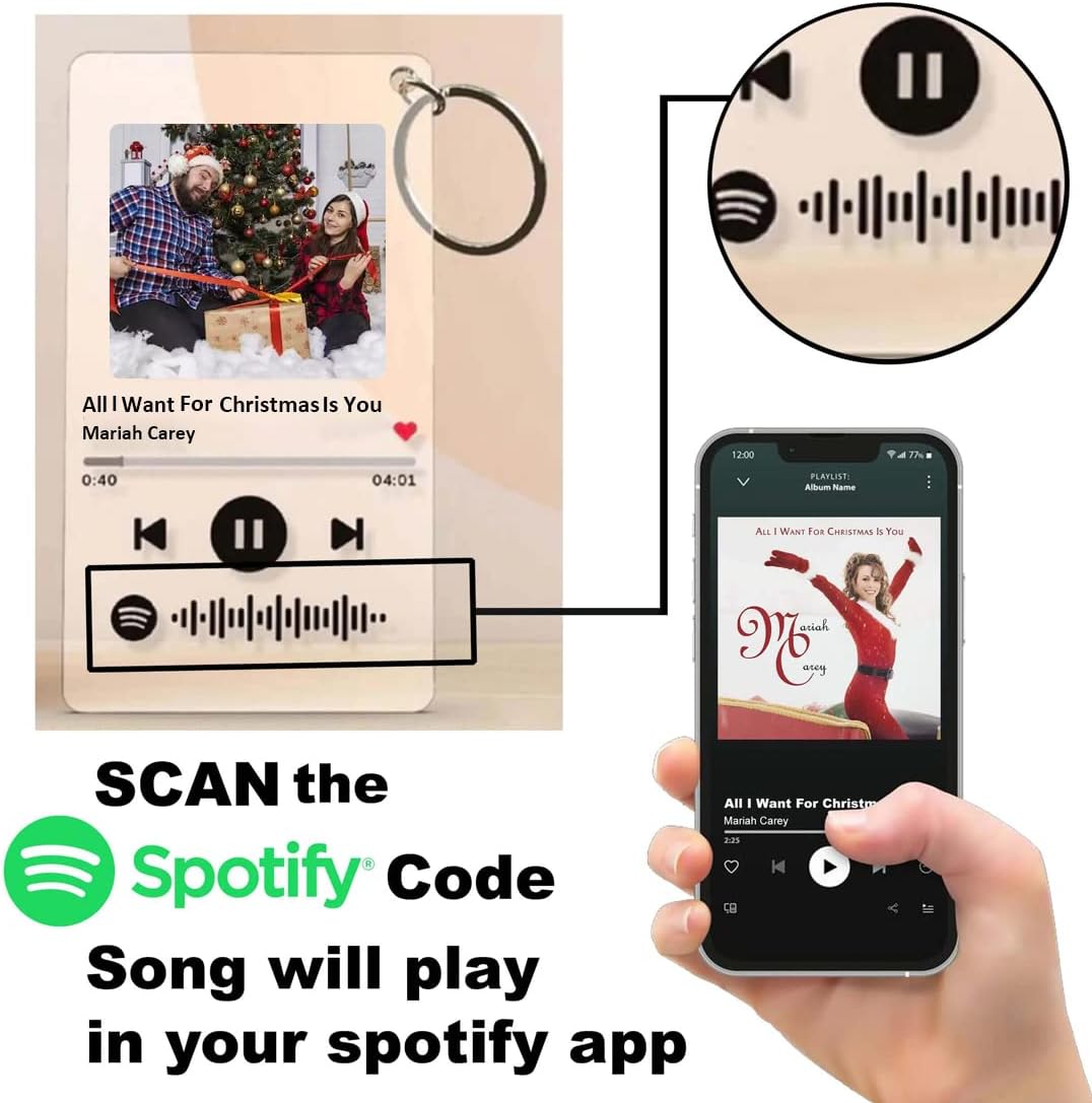 Custom Spotify Keychain with Picture,Custom Scannable Spotify Music Song Code Keychain - Image 7