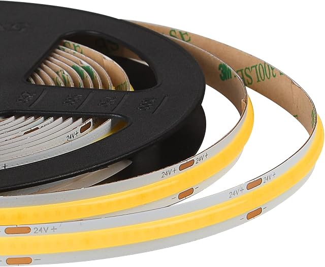 SIRYYUI COB LED Strip Lights Warm White 2700K ,16.4ft /5M High Lumen Flexible CRI90 + COB LED Tape Lights DC24V LED Rope Light 480LEDs/M for Indoor Bedroom Home Cabinet Lighting (Light Strip only)