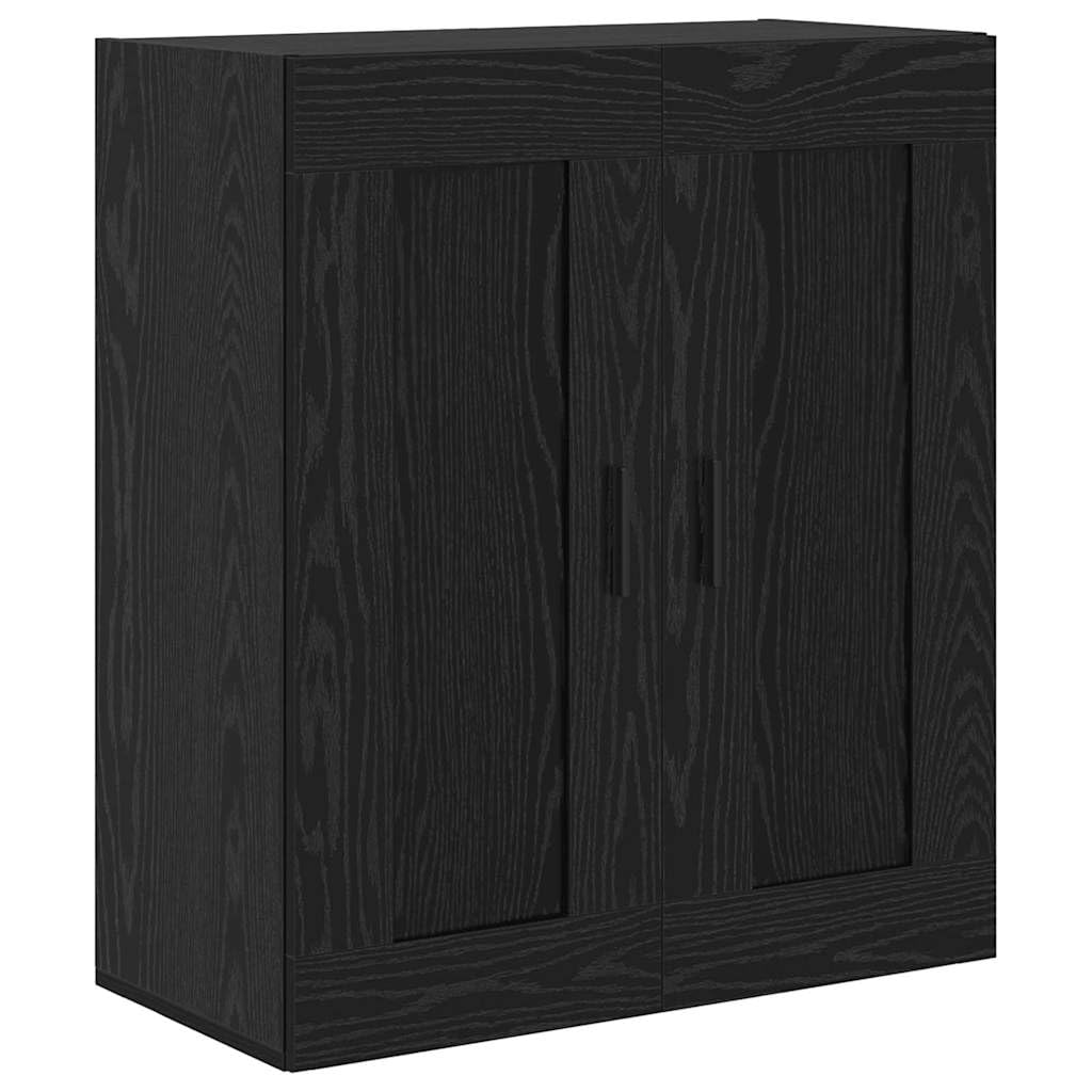 Mobile alto, 2 pezzi, nero, effetto rovere, 69,5 x 34 x 180 cm