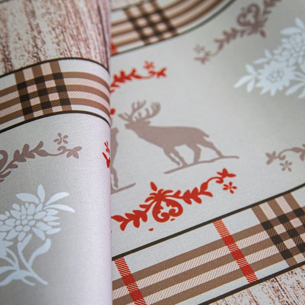 JOKE TIROL - Tapis de cuisine en PVC au mètre, tapis de cuisine en vinyle, antidérapant anti-taches, design tyrolien de Noël (50 x 240 cm, RENNE)