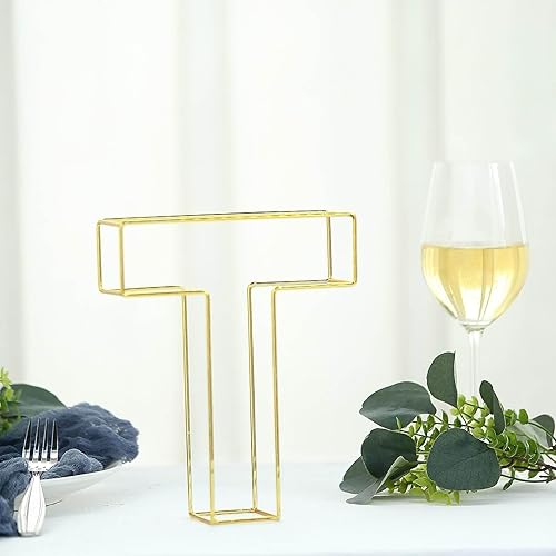 Miniatura 1 de Efavormart - Centro de mesa de boda dorado de 8 pulgadas de alto con letras de alambre 3D para decoración de fiesta de boda, suministros de