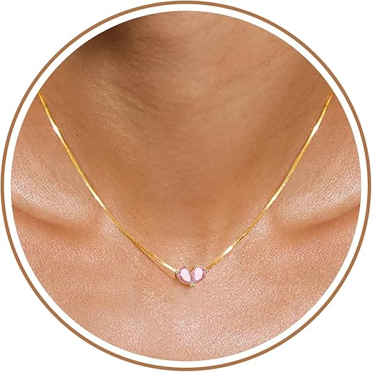 Birthstone Necklace for Women Dainty Gold Necklace with 2 Birthstone Christmas Stocking Stuffers Teen Girl Gifts Trendy Stuff Birthday Gift Moms 2025 Graduation Gift Adjustable Anniversary Jewelry for Daughter Girlfriend Friend