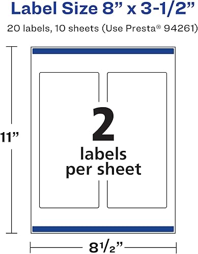 Miniatura 5 de Avery Etiquetas rectangulares impermeables duraderas, tecnología Sure Feed, 8 x 3.5 pulgadas, 20 en total, etiquetas impermeables resistentes al
