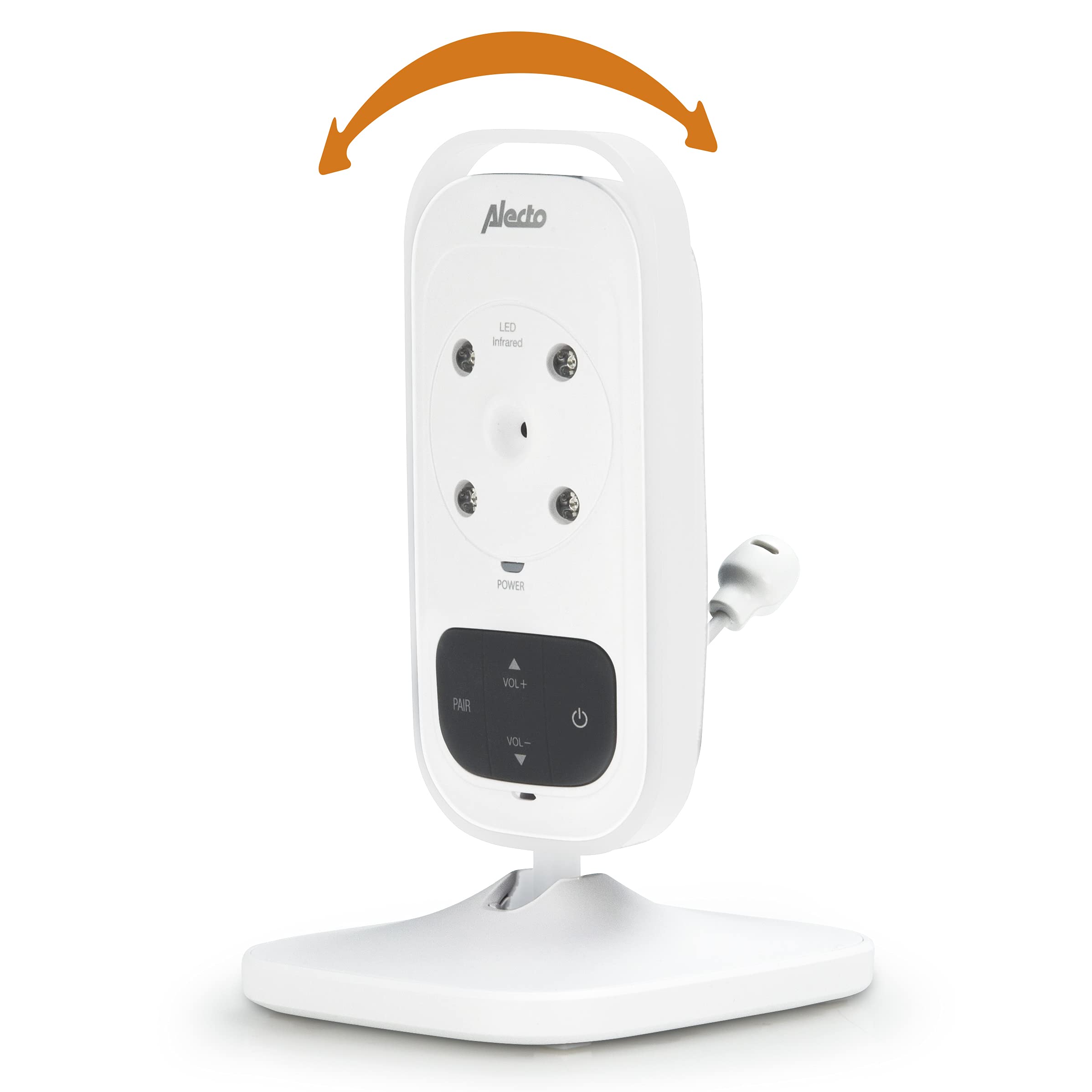 Alecto DVM-76 - Monitor de bebé con cámara, alcance de 300 metros y visión nocturna, pantalla de temperatura, color blanco