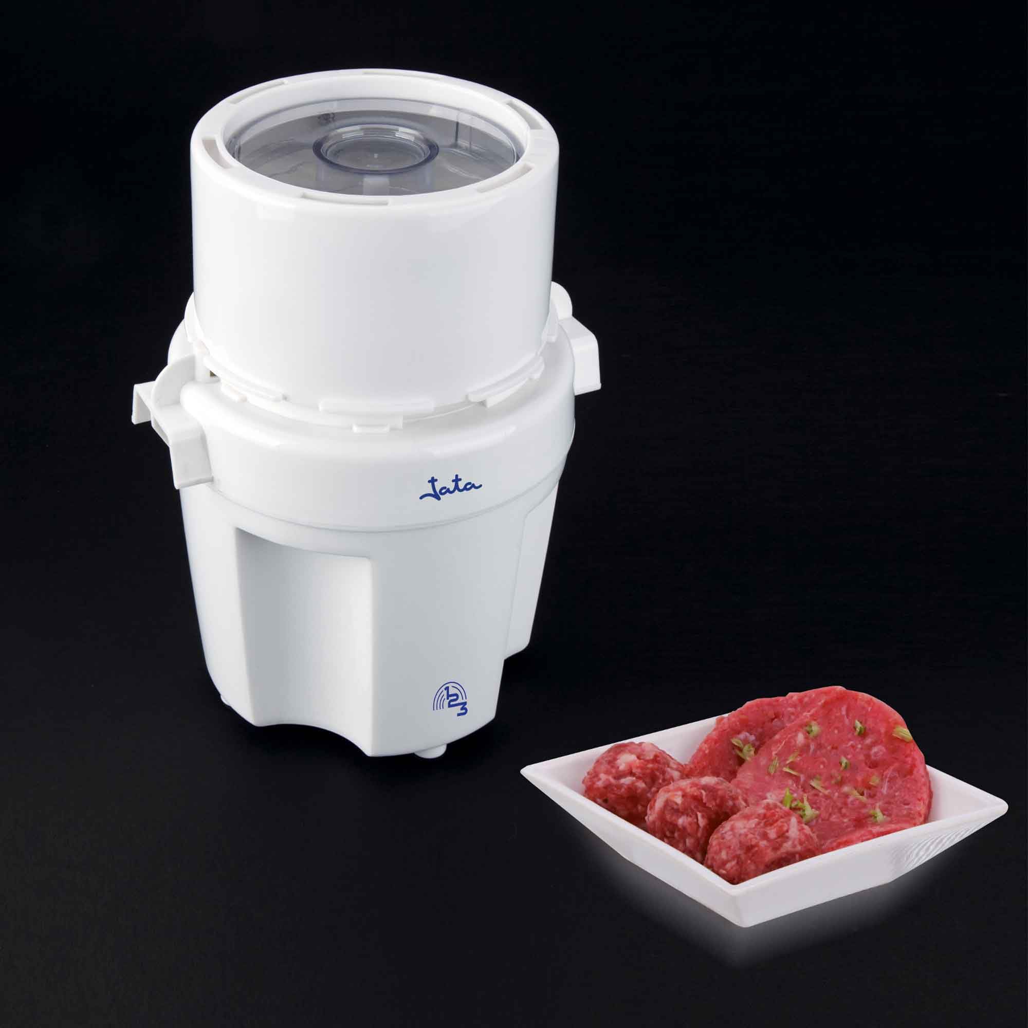 JATA PC123N - Picadora Eléctrica Jata 650 W – Pica en 1, 2, 3 Pasos, Gran Capacidad, Cuchilla de Acero Inoxidable, Tapa Pulsador y Sistema de Seguridad