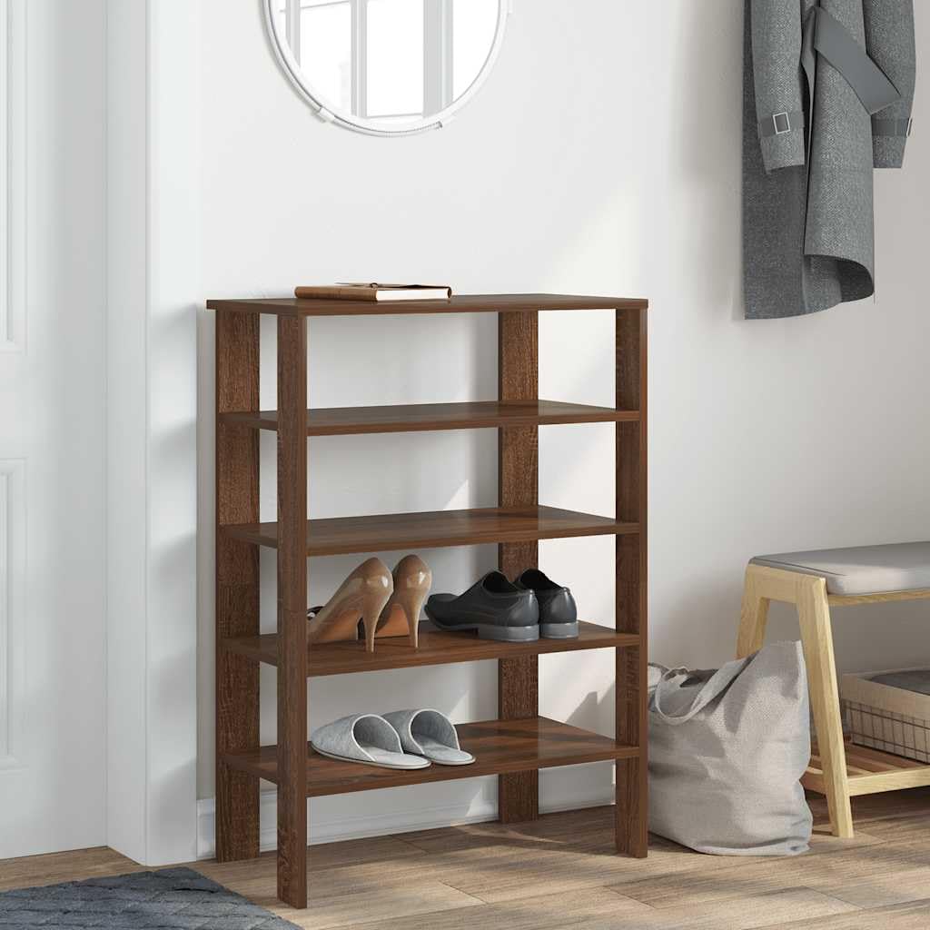 Schuhregal in Braun Eichen-Optik aus Holzwerkstoff, 61 x 32 x 87,5 cm, 60 kg Tragkraft, schmal platzsparend für Flur, Diele, Eingangsbereich, ordentliche Aufbewahrung für Sneaker und Stiefel