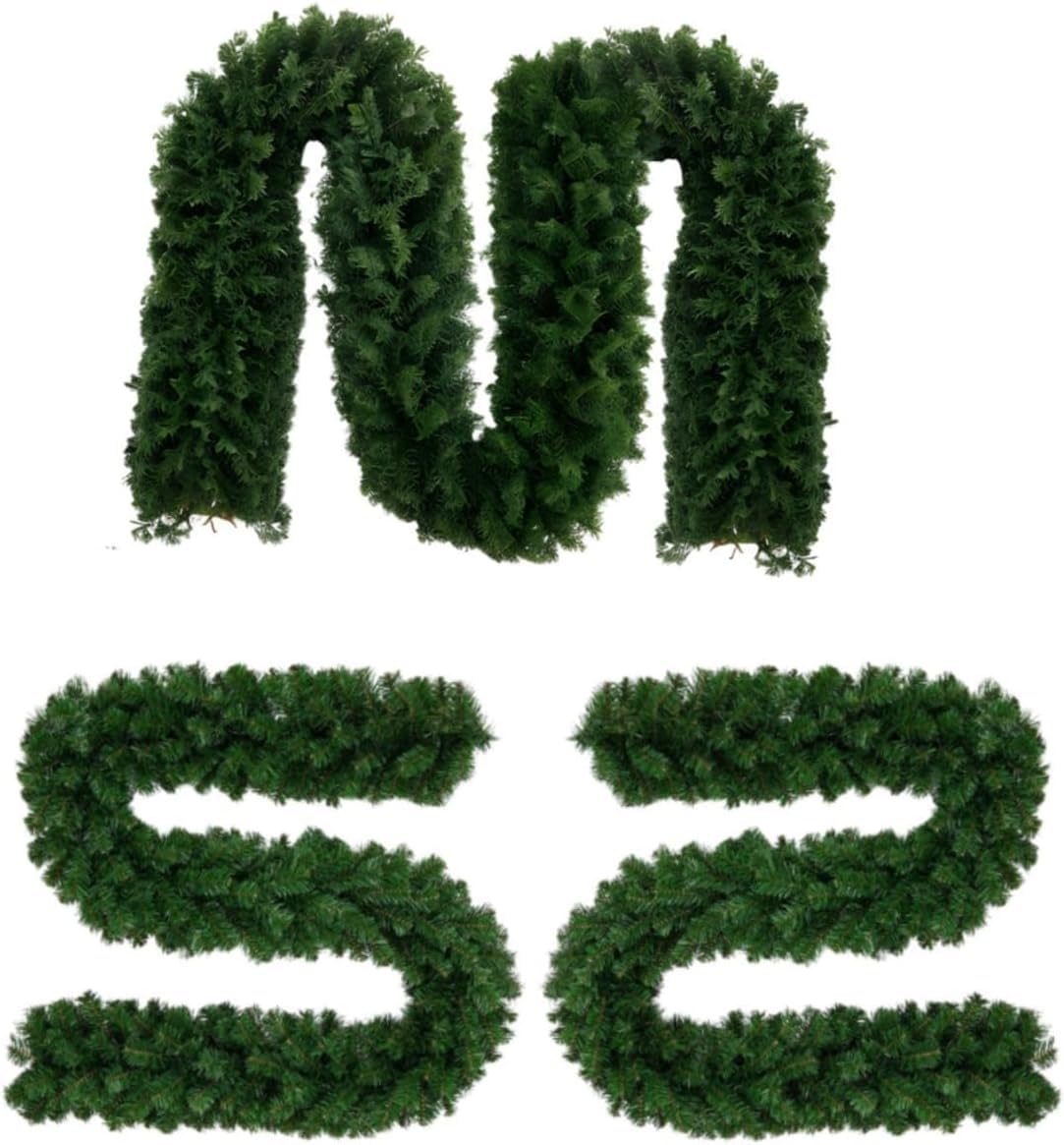 3 Pcs 9ft Plain Green Christmas Garland | 2.7m x 25cm Realistic, Xmas Garland for Decorating Stairs, Fireplaces, Doors & Windows, Flexible, Durable Holiday Home Decor for Indoor & Outdoor.