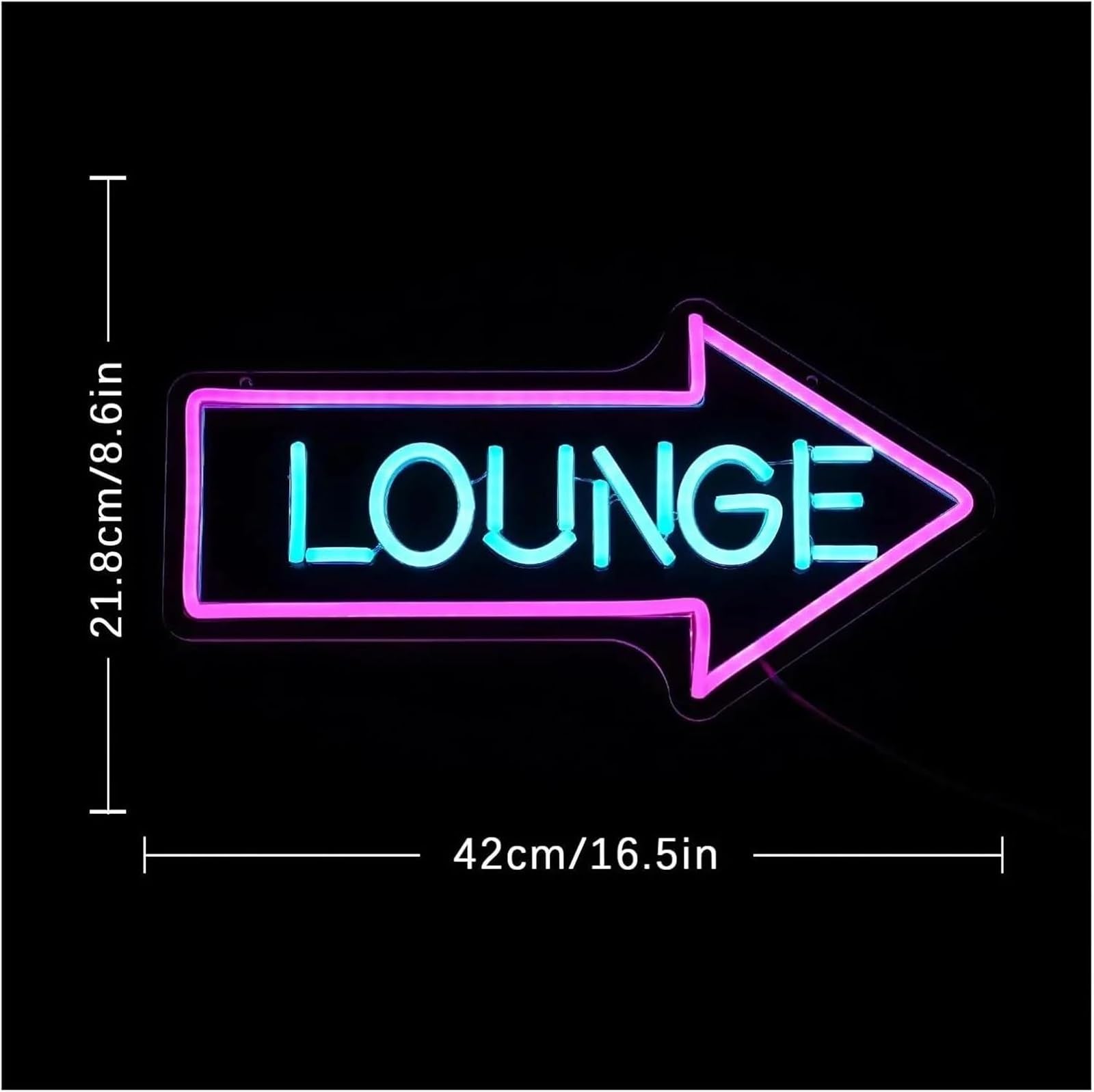 Lampada al neon Insegna luminosa al neon con la scritta Lounge utilizzata per decorazioni murali di uffici, hotel e bar, 21,8×42 cm