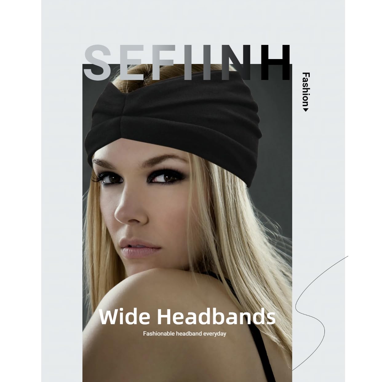 Women Wide Headbands Polyester 8 Pack Stretchy Boho Turban Yoga Hair Accessories Boho Wide Headbands for Women - Non-Slip Workout Head Bands  main image 3