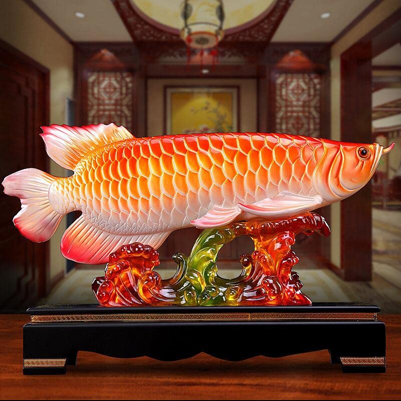 ★新品・未使用☆　✨【金運アップ 龍魚（アロワナ）置物／大型 33cm】✨ 開運 アロワナ 置物 龍魚 風水 玄関 金運アップ グッズ