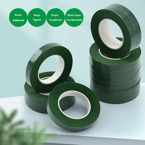 Miniatura 2 de ZAKHSE Cinta floral, 12 rollos de cinta inferior para envoltura de tallo, cinta de florista colorida de 12 pulgada, 360 yardas, cinta adhesiva de