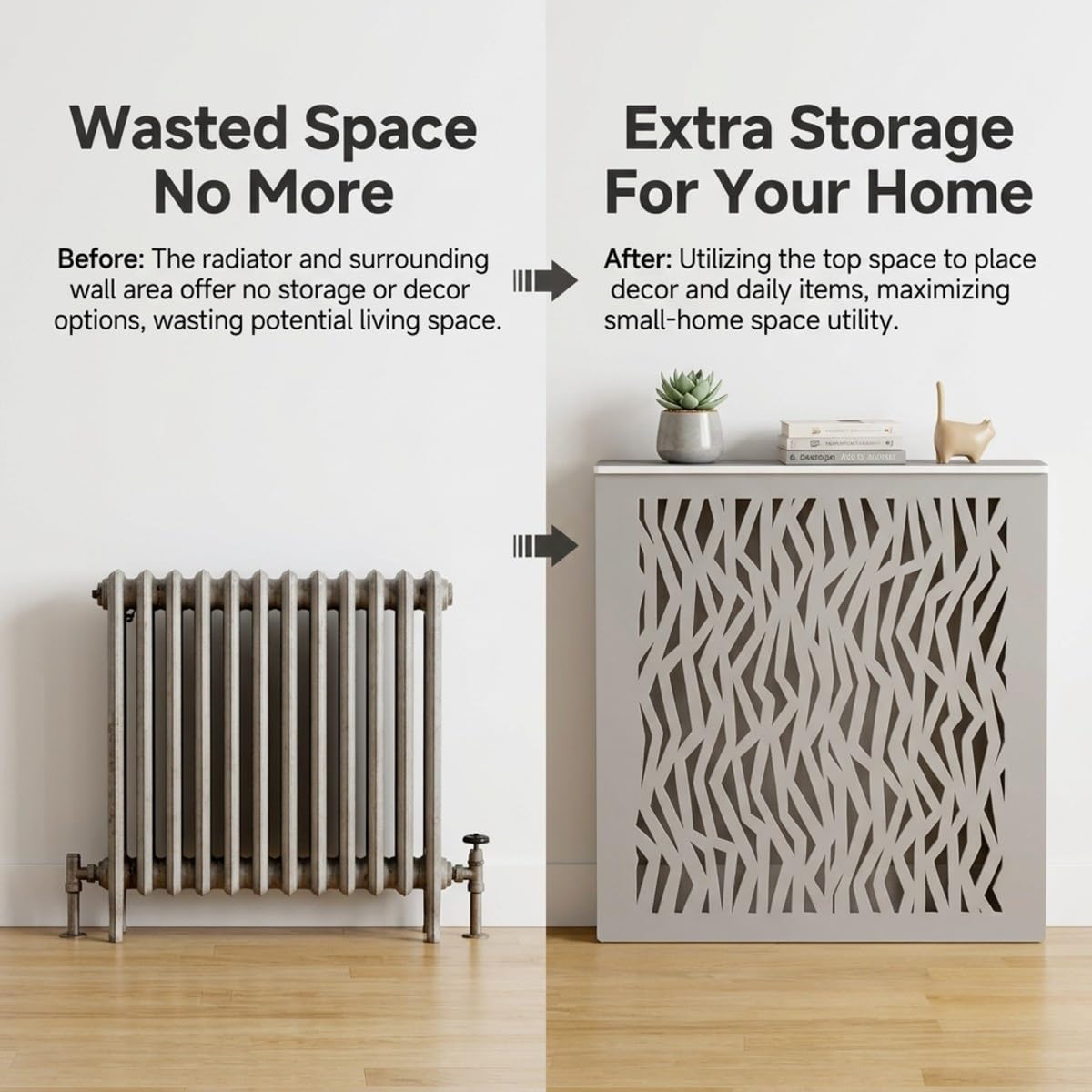 Modern Radiator Cover Cabinet, Decorative Heating Shelf for Home Interior