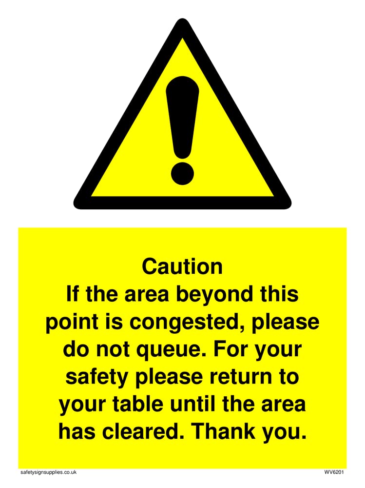 Pack of five - Caution if area beyond this point is congested, please do not queue Sign - 150x200mm - A5P