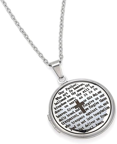 Miniatura 8 de Medallón religioso de la Biblia, que puede contener imágenes, grabado en inglés, señores bíblicos, oración, oración, collar de cruz de oración