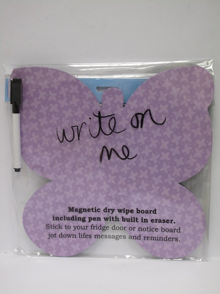 Jackdaw Express Lilac Magnetic Drywipe Butterfly Notice Memo Board Including Pen With Built In Eraser