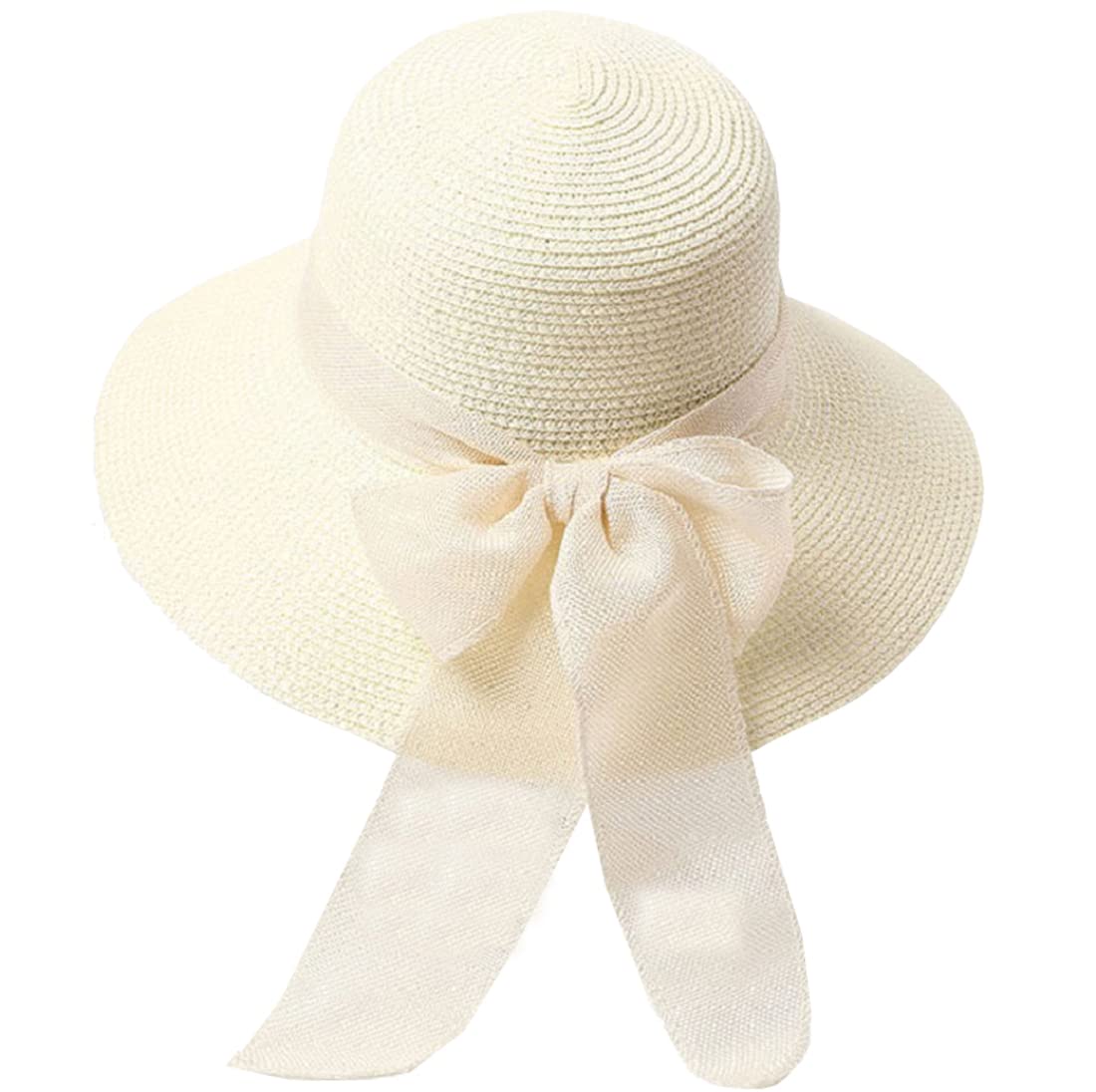 Ecroon Pamelas Sombrero de Paja Plegable Mujer UPF 50+ Sombrero de la Playa del Borde Suave Transpirable Grande Ancho Cap