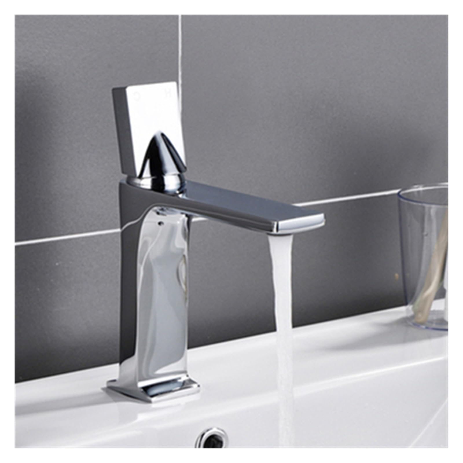 Robinet de lavabo chrome eau chaude et froide pour vasque moderne de salle de bain nordique