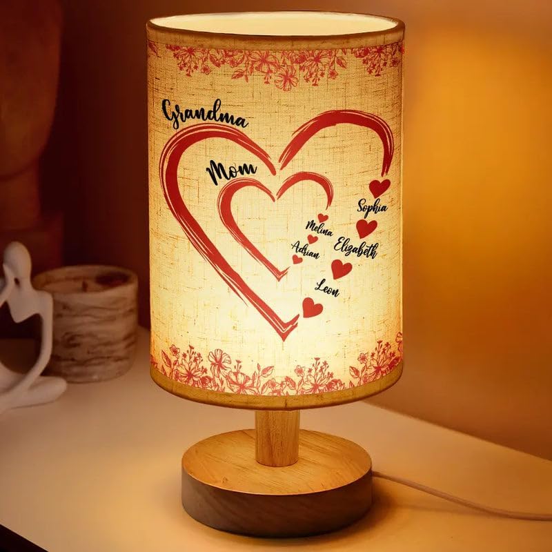 Personalized Fabric Lamp - Gift for Grandma's Garden Birth Flower - Sentimental Birthday Christmas Mothers Day Gift for Grandma Nana from Granddaughter Grandson - Birth Month Wildflowers Garden