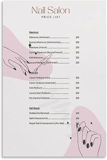 Nail Price List Poster - Wall Decor for Fashion Salon (4) Canvas for Bedroom Living Room Decor 08x12inch(20x30cm) Unframe-style