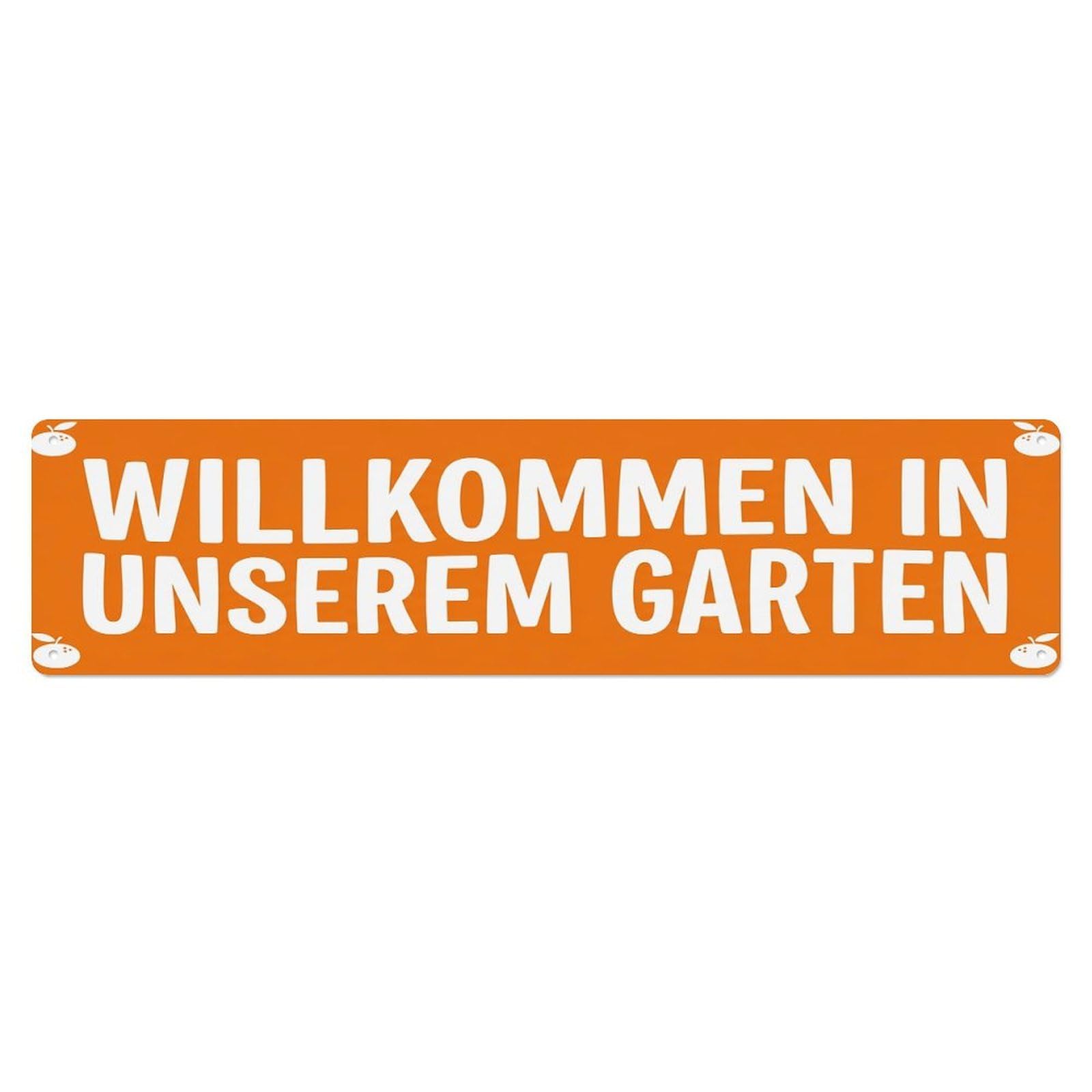 Vintage Welcome to Our Garden Tangerine Metal Tin Sign