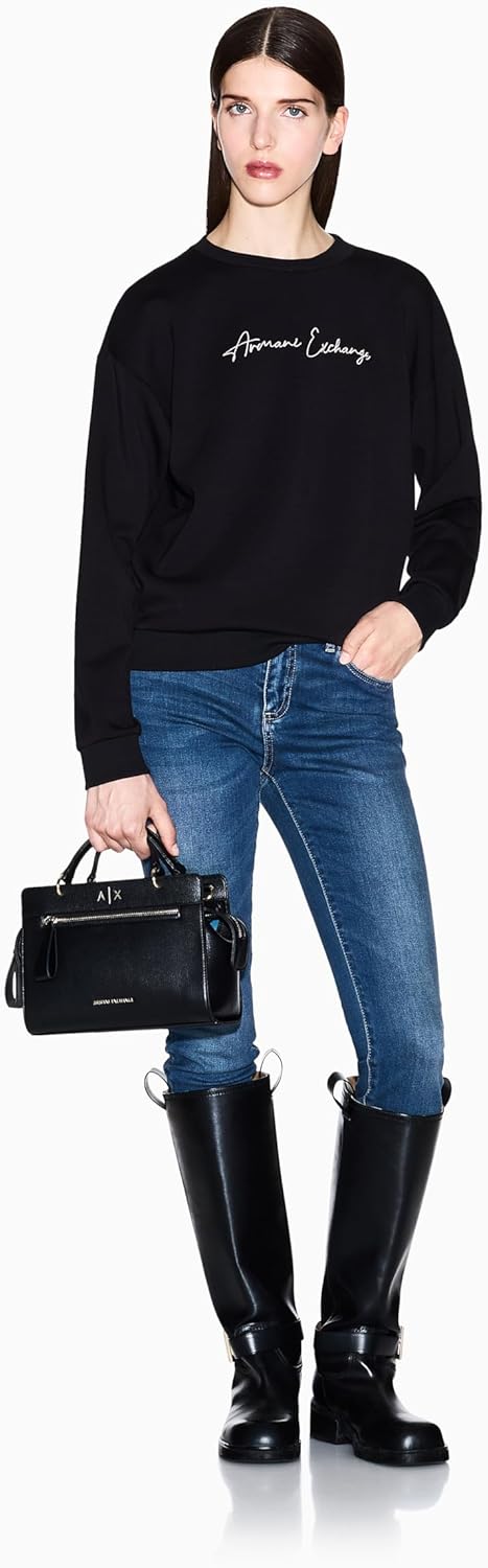 Armani Exchange womens Signature Logo Crewneck - Image 3