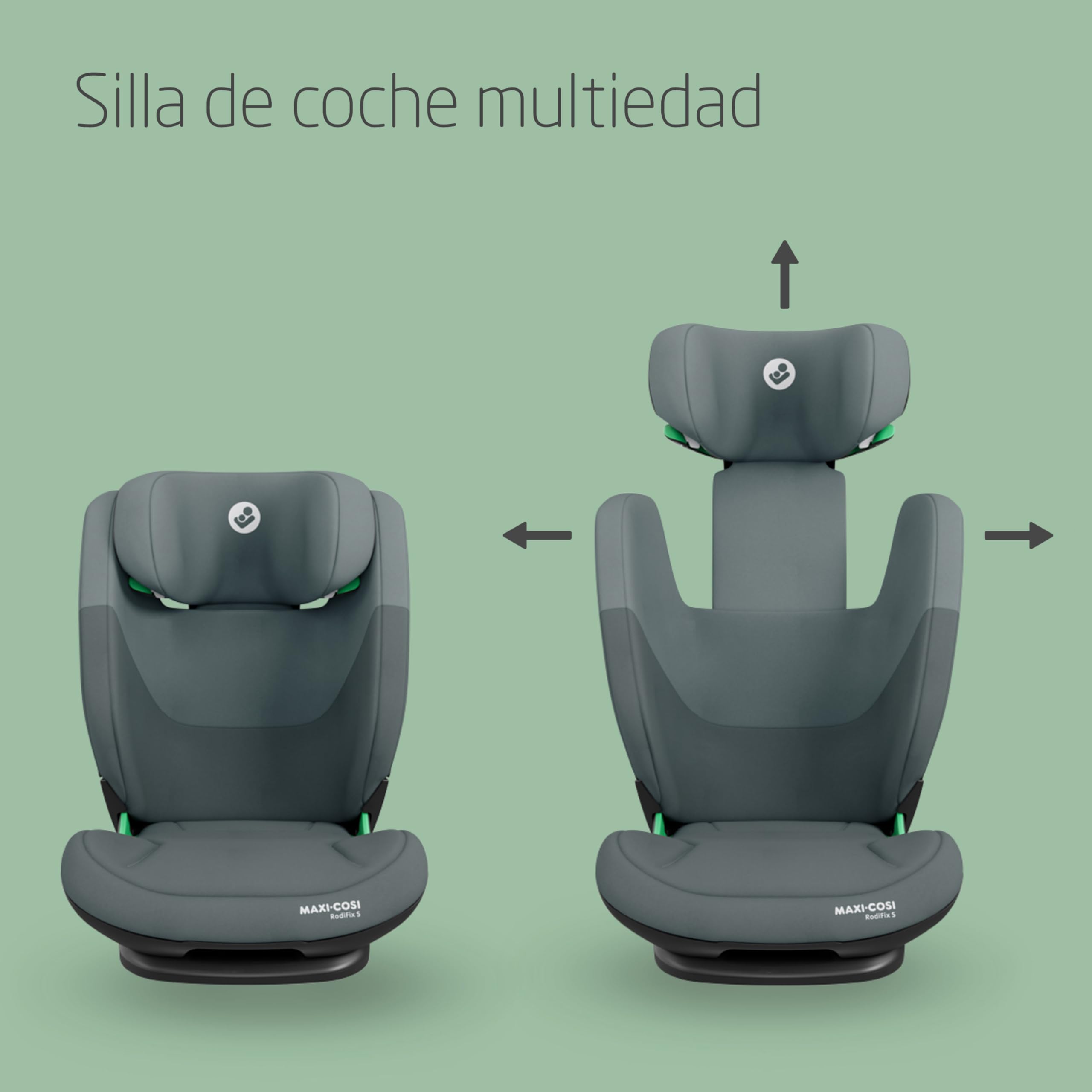 Maxi-Cosi RodiFix S i-Size, Silla Coche Niño, 100-150 cm, 3,5-12 Años, 3 Posiciones, Silla Coche ISOFIX, Alto/Ancho Ajustables, Protección Contra Impactos Laterales G-CELL, AirProtect, Tonal Graphite