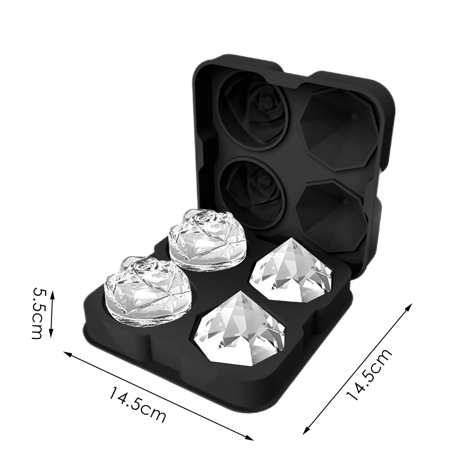 ☆アイスキューブ 製氷皿 ボール型氷球モールド 食器洗い機対応 黒の