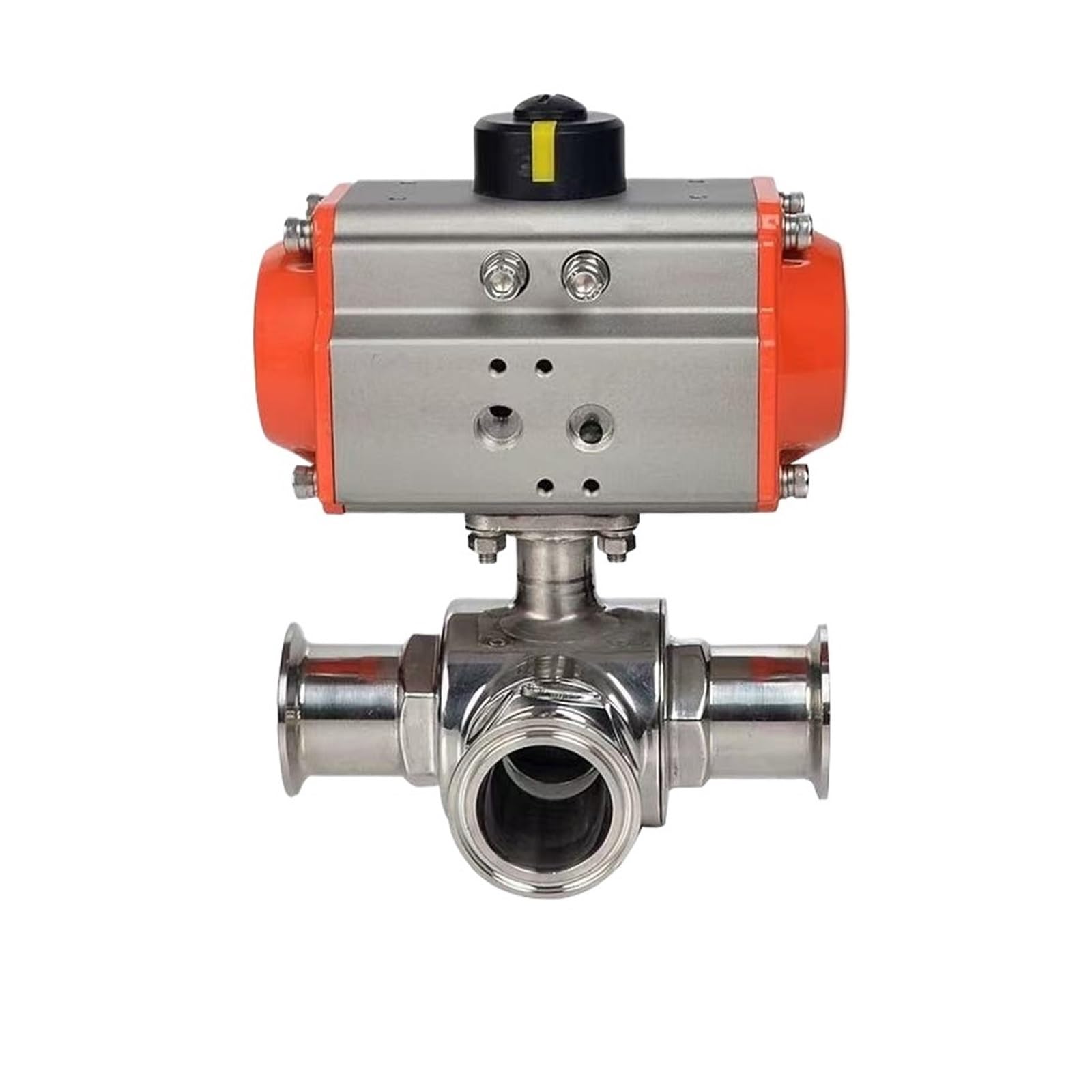 2" Stainless 316 Three Way T-Port Tri-Clamp 64MM Pneumatic Ball Valve