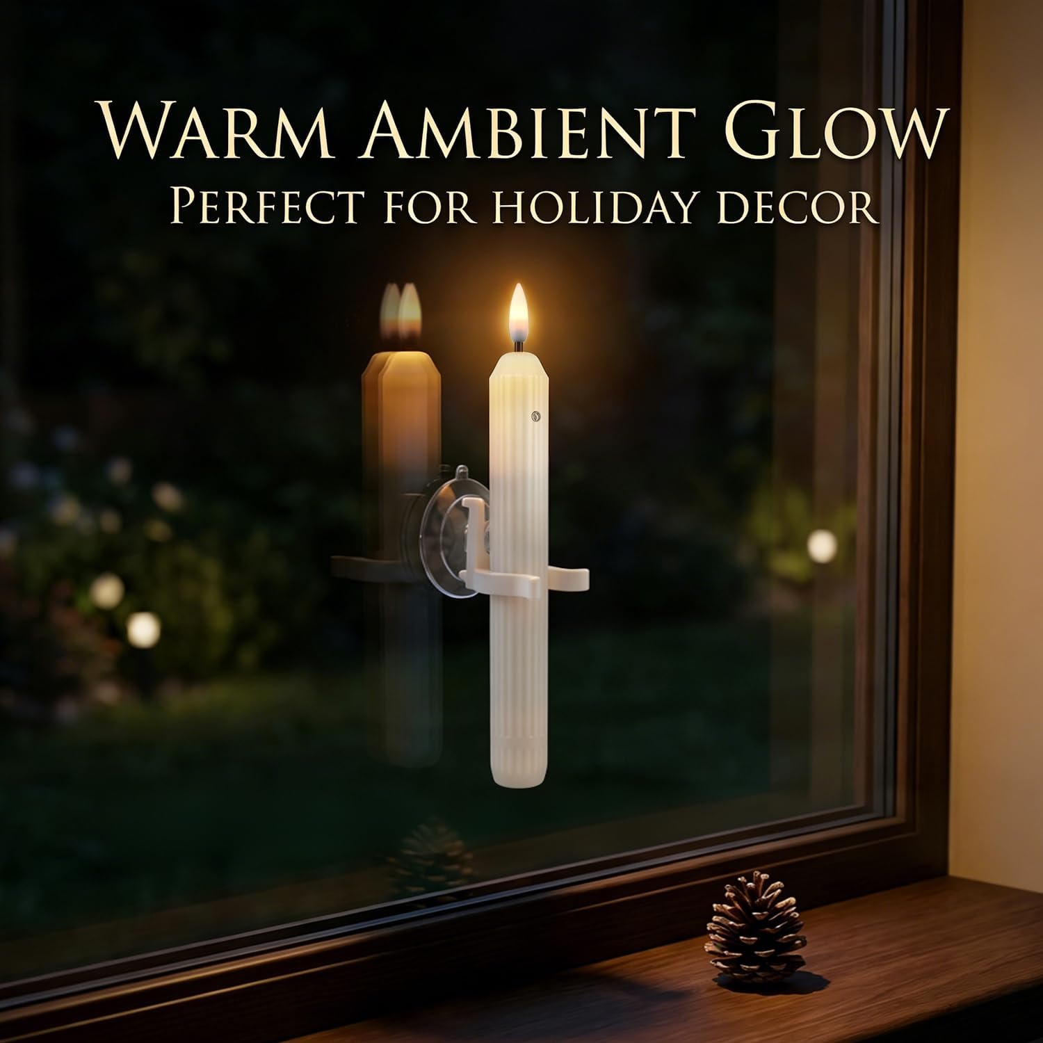  12 Pcs Window Candles with Sensor, Ivory White, Roman Column thumbnail
