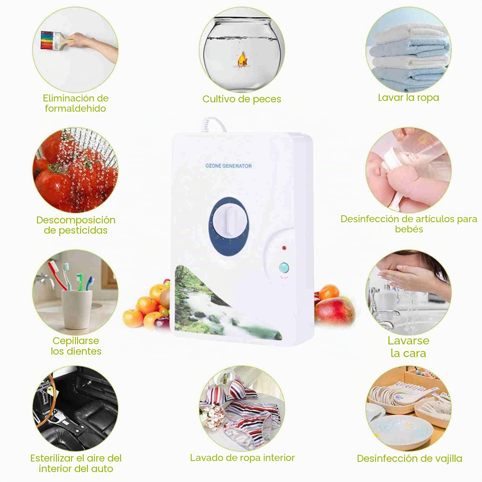 Generador de Ozono Digital con Temporizador, Máquina Purificadora de Agua y Aire O3, Esterilizador para Desinfección de Agua y Oxígeno