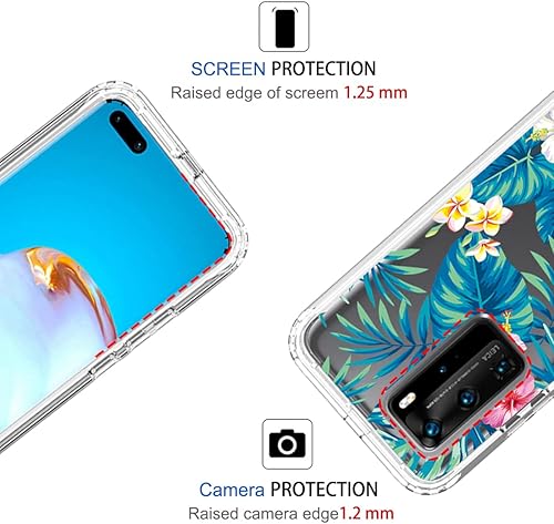 Miniatura 2 de Zoeirc Funda para Huawei P40 Pro, funda ELS-N04 con protector de pantalla de vidrio templado, suave 360, cuerpo completo, a prueba de golpes,