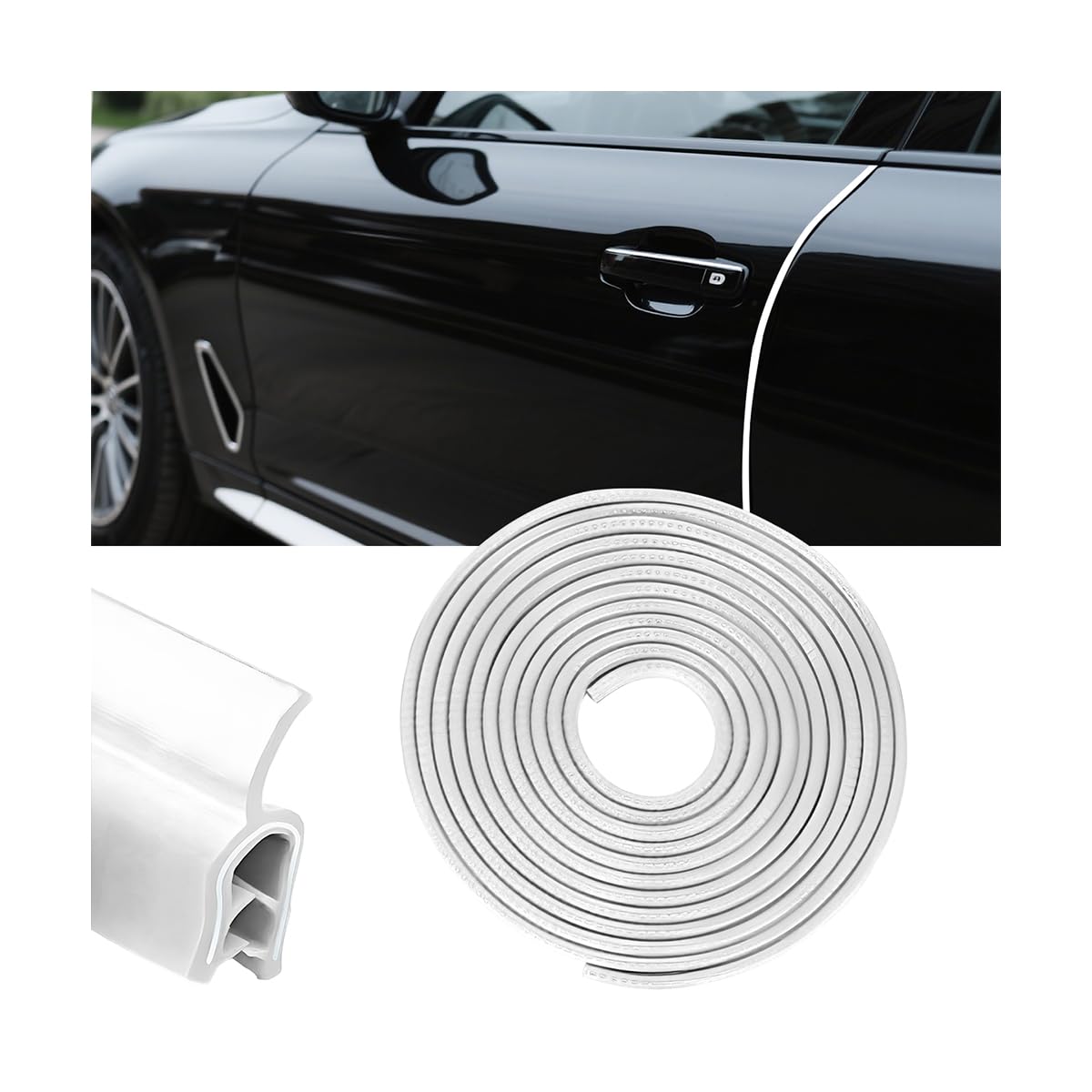 Osilly 33FT PVC U-Shaped Car Door Edge Guards, White