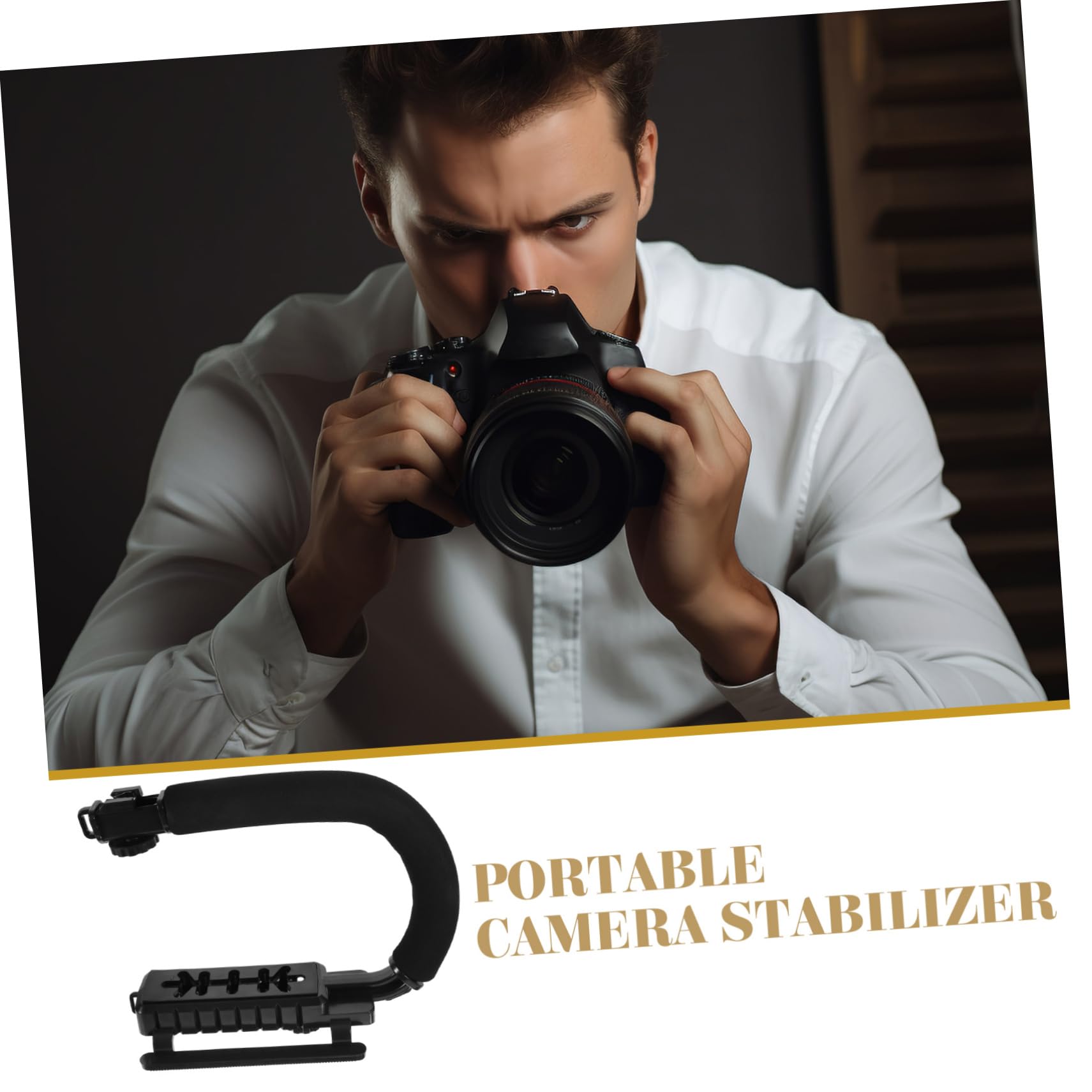 Stabilizzatore Fotocamera a U Portatile Nero per Reflex | Abs, Schiuma e Lega di Alluminio, Uso Viaggio e Outdoor, Struttura Multifunzione Affidabile