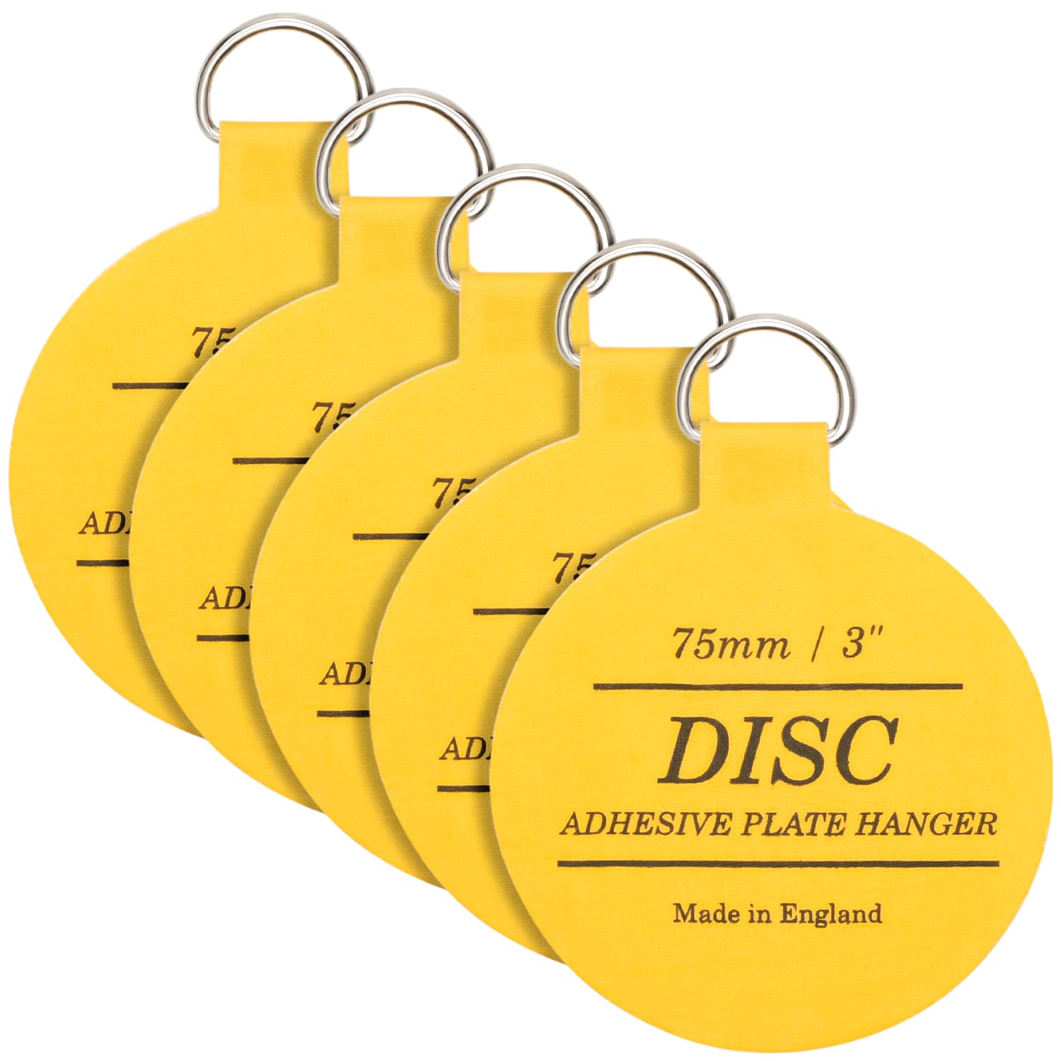 WINSOME Disc Plate Hangers for Walls - Strong Invisible Plate Holder Self Adhesive Stick On Hooks Picture Hanging Wall Plate Holder - Plate Hanging Disk… (75mm / 3'' (Pack of 5)), Yellow (90526)