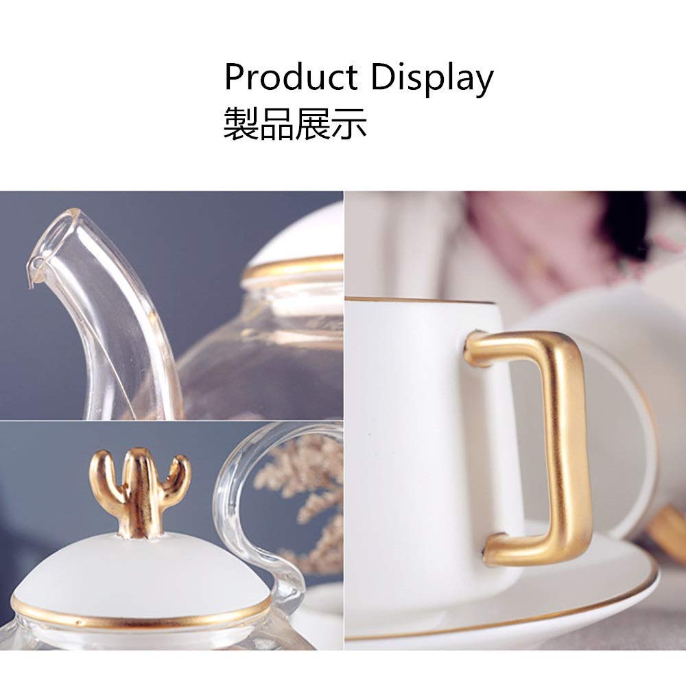 XINGYU Zestawy do herbaty 3 kolory prosty domowy zestaw do herbaty szklany dzbanek korpus złoty kontur światło popołudniowa herbata lub kawa zestaw do herbaty, sypialnia kawiarnia impreza salon do domu